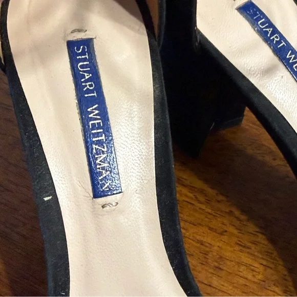 Stuart Weitzman Nearlynude ankle strap sandal black suede size 7.5 - Picture 11 of 12